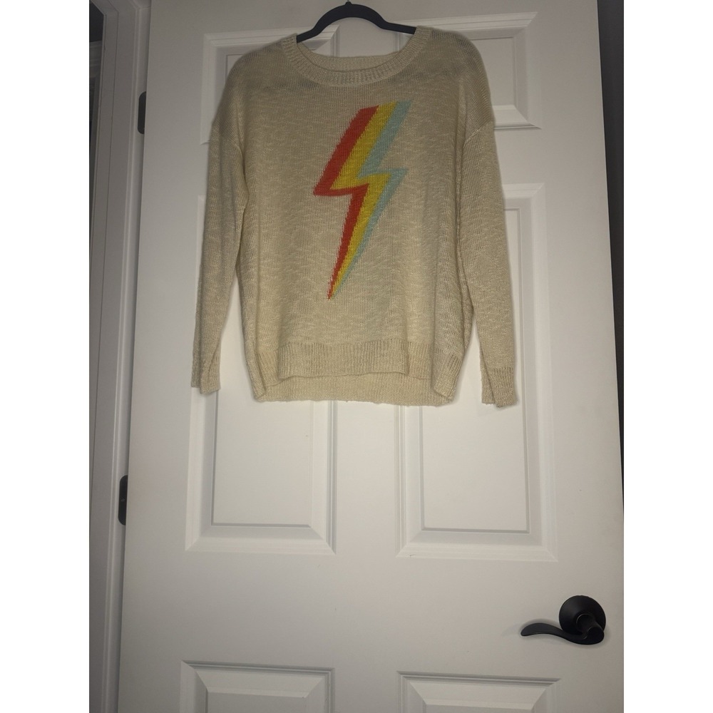 Promesa Lightweight Sweater Beige W Multicolor Lightning Bolt Small